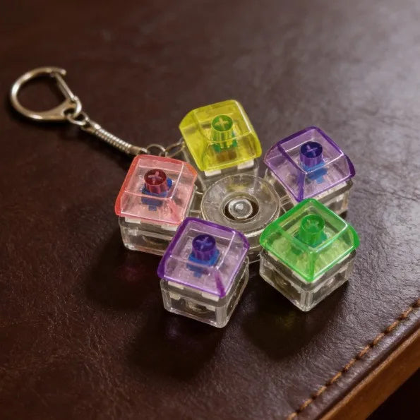 LED Light Keyboard Keychain Fidget Toy Clickable Button Stress