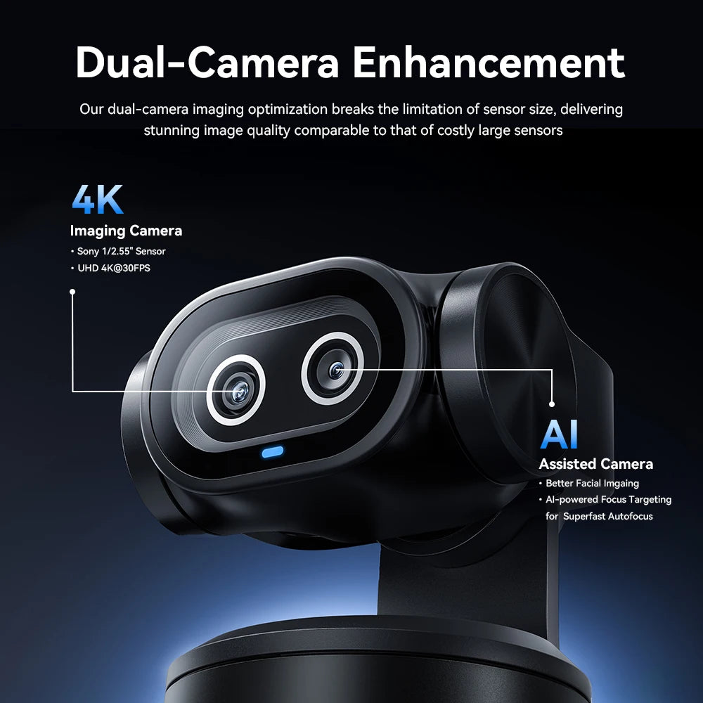 4K Webcam PTZ Web Camera Gesture Control Autofocus AI Tracking Video Camera for Streaming EMEET PIXY Dual-Camera With SonySensor