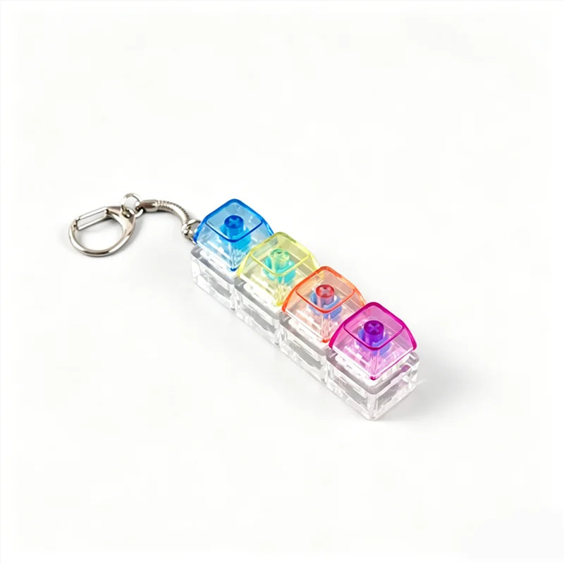 LED Light Keyboard Keychain Fidget Toy Clickable Button Stress