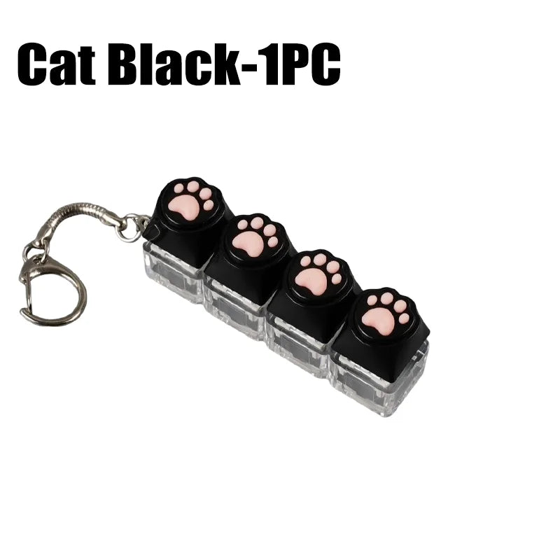 LED Light Keyboard Keychain Fidget Toy Clickable Button Stress