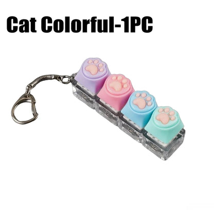 LED Light Keyboard Keychain Fidget Toy Clickable Button Stress