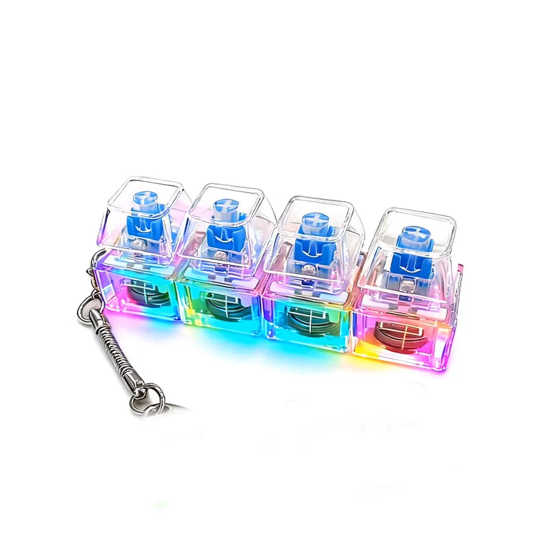 LED Light Keyboard Keychain Fidget Toy Clickable Button Stress