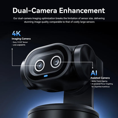 4K Webcam PTZ Web Camera Gesture Control Autofocus AI Tracking Video Camera for Streaming EMEET PIXY Dual-Camera With SonySensor