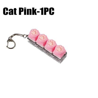 LED Light Keyboard Keychain Fidget Toy Clickable Button Stress