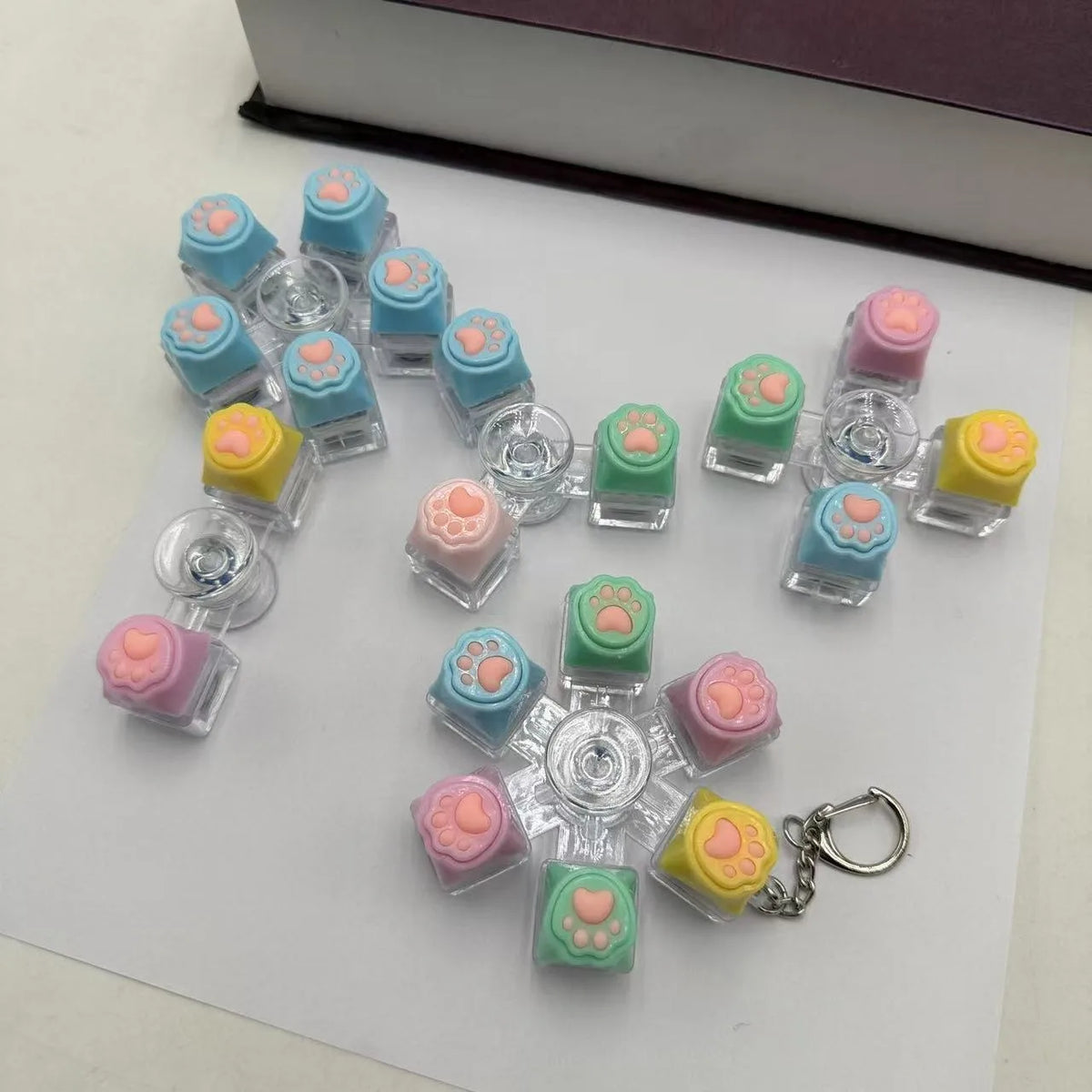 LED Light Keyboard Keychain Fidget Toy Clickable Button Stress