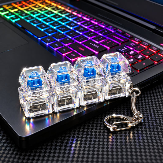 LED Light Keyboard Keychain Fidget Toy Clickable Button Stress